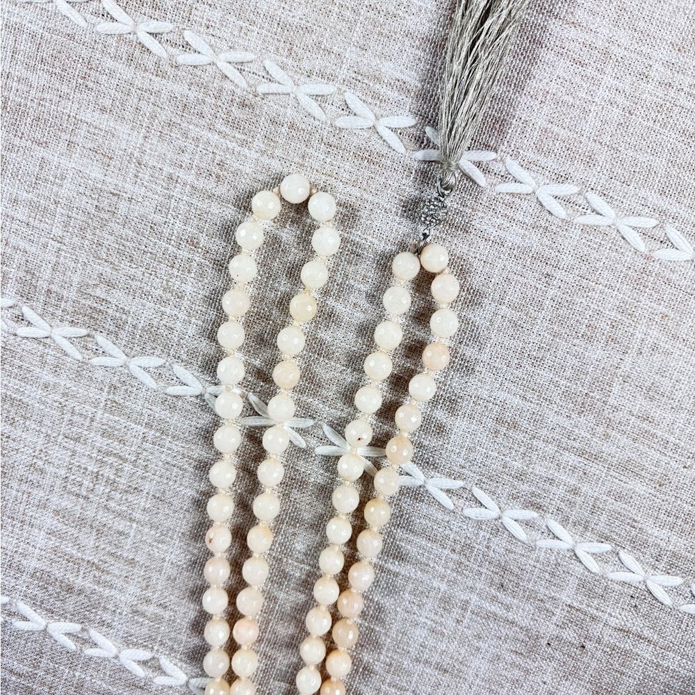 Rose Quartz Hand Knotted  Beaded Necklace - Picture 3 of 11